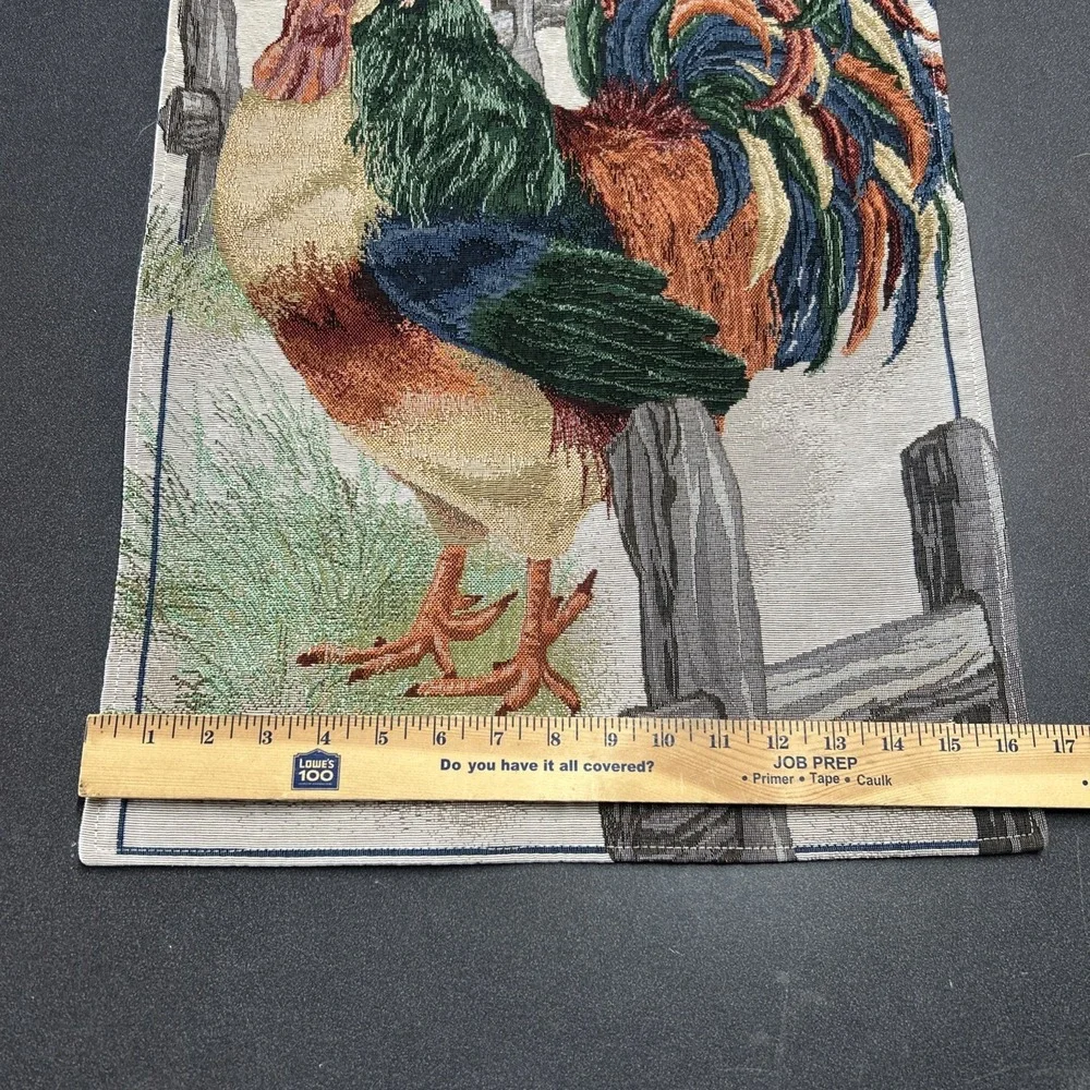tapestry rooster wall hanging 17x26 includes wood decorative dowel rod